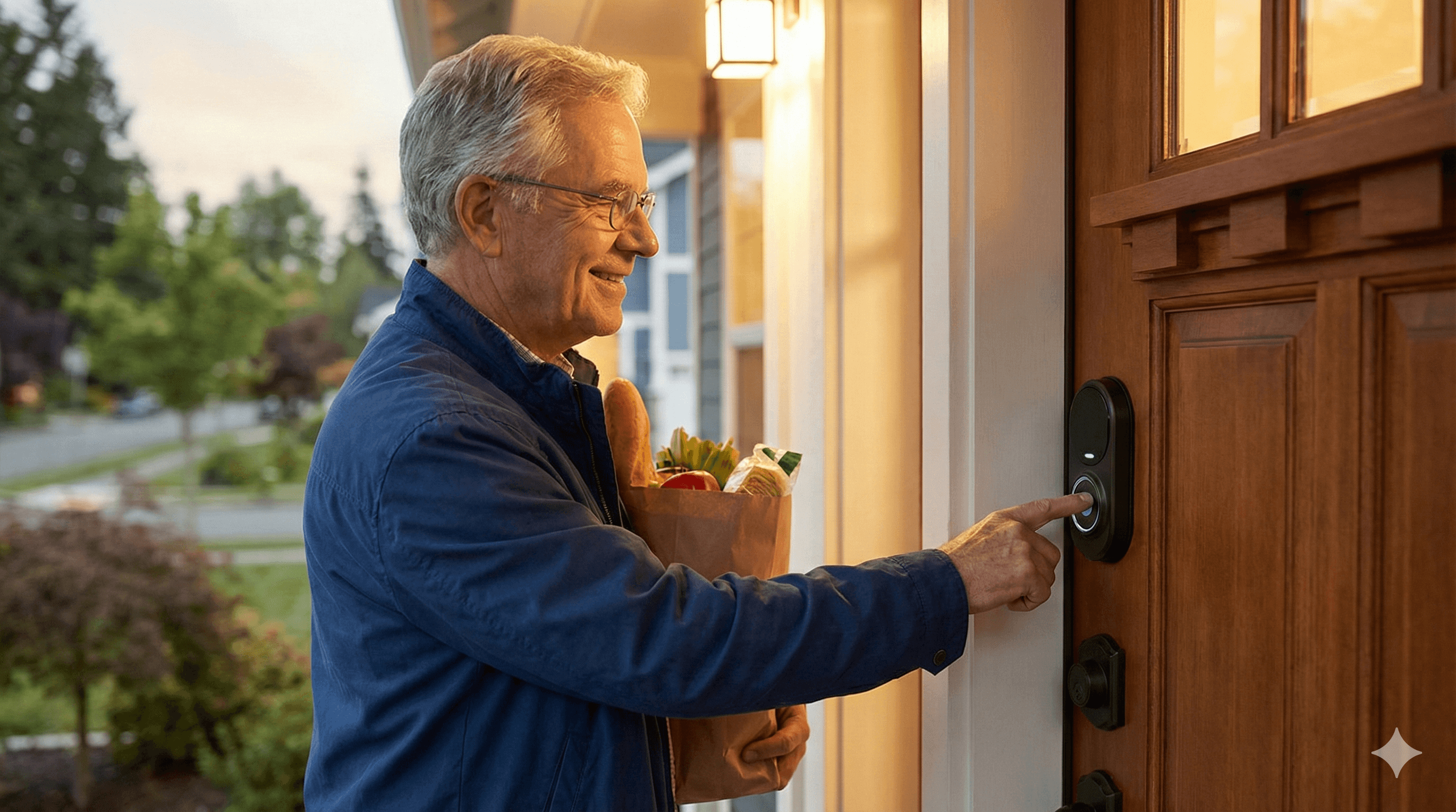 Senior safely enjoying their home with smart technology for aging in place